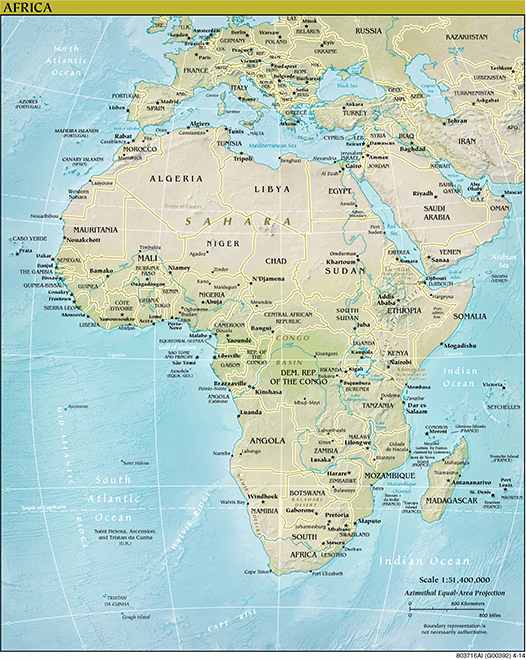Afrika geograficá mapa