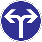Dopravná značka - prikázaný smer jazdy vpravo a vľavo