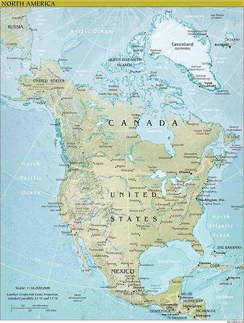 Severná amerika - mapa severnej ameriky
