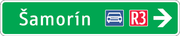 Dopravná značka – smerová tabuľa pre príjazd k rýchlostnej ceste (priama referencia, vpravo)