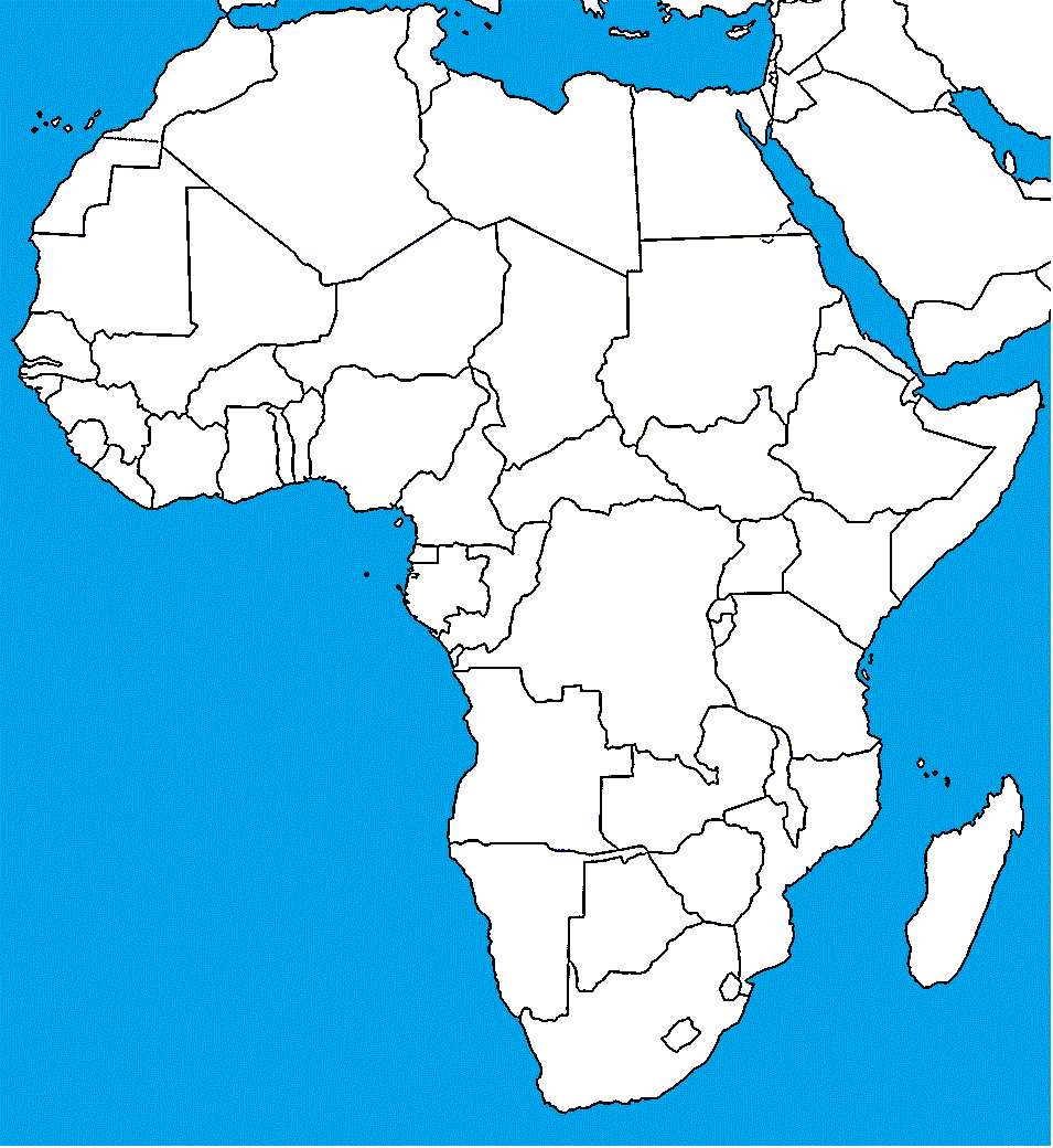 Afrika - slepá mapa Afriky