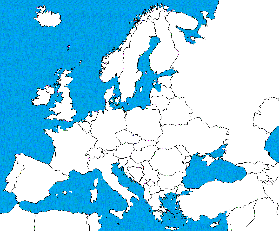 Európa - slepá mapa Európy