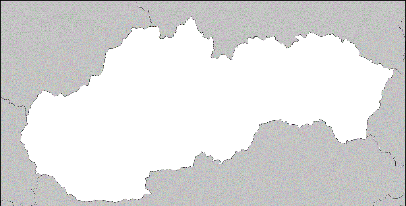 Slovensko - slepá mapa Slovenska SR