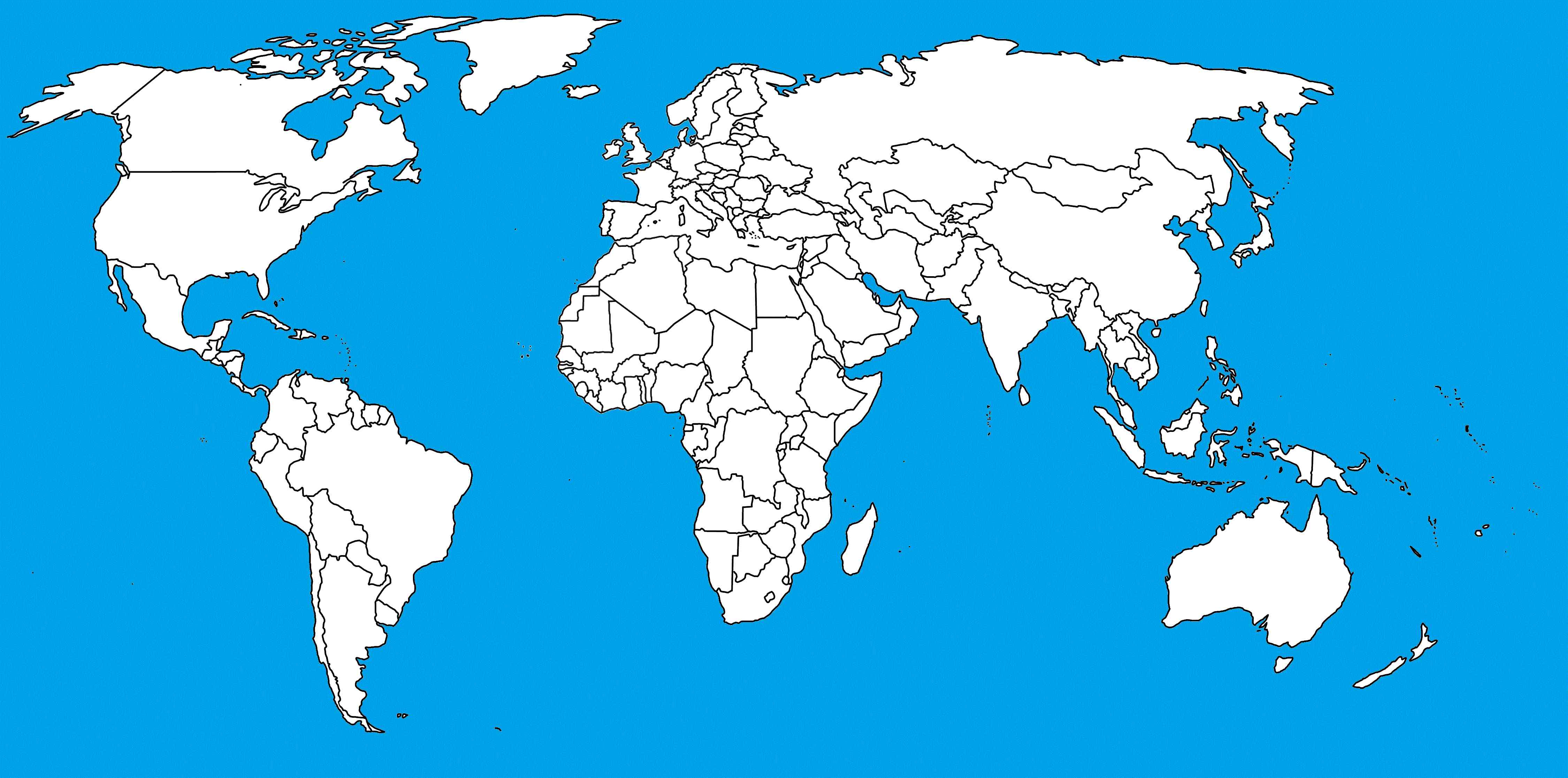 Svet - slepá mapa sveta